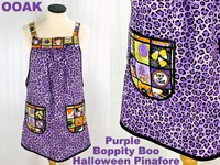 SHIPS FAST~ Purple Boppity Boo Halloween Pinafore Apron with no ties fits L/XL/2X, relaxed fit smock with pockets, ready to ship now