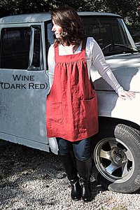 XS - 5X Natural LINEN Pinafore Apron with no ties (22 color options) Washed Linen Relaxed Fit Smock with pockets, handmade by Laurie