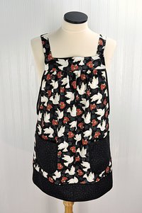 Peace Doves Pinafore with no ties, relaxed fit smock with pockets fits L/XL/2X, Christmas baking apron ready to ship now