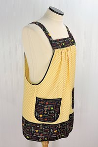 Thanksgiving Hostess Apron, Happy Gatherings Pinafore with no ties, relaxed fit smock with pockets fits L/XL/2X, ready to ship