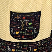 Thanksgiving Hostess Apron, Happy Gatherings Pinafore with no ties, relaxed fit smock with pockets fits L/XL/2X, ready to ship