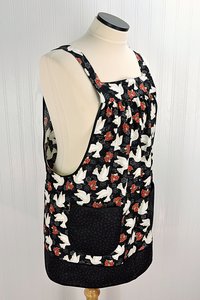 Peace Doves Pinafore with no ties, relaxed fit smock with pockets fits L/XL/2X, Christmas baking apron ready to ship now