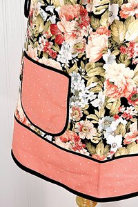 Peachy Floral Pinafore with no ties, relaxed fit smock with pockets, made to order XS to 5X plus size, pretty flower apron