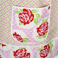 SHIPS FAST ~ Lulu Roses on Pink Plaid Pinafore with no ties, relaxed fit smock with pockets, Valentine Apron (fits L/XL/2X) Ready to Ship