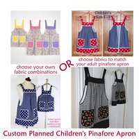 Custom Planned Children's Pinafore Apron with no ties, relaxed fit smock with pockets, 3 sizes, mini-me apron