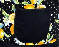 Lemon Fresh Pinafore Apron with no ties, relaxed fit smock apron made to order XS to 5X, spring & summer retro apron, colorful citrus apron