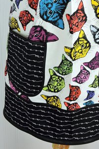 Catfinity Pinafore Apron with no ties, relaxed fit smock with pockets, cat lover apron made to order XS to 5X Plus Size