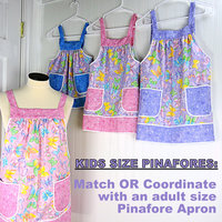 Custom Planned Children's Pinafore Apron with no ties, relaxed fit smock with pockets, 3 sizes, mini-me apron