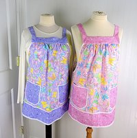 Pink Glitzy Butterflies Pinafore with no ties, relaxed fit smock apron with pockets, colorful with a bit of sparkle XS -5X