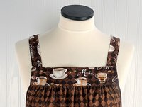 SHIPS FAST~ Coffee Time Pinafore with no ties, relaxed fit smock with pockets, barista apron, standard size fits L-XL-2X, ready to ship