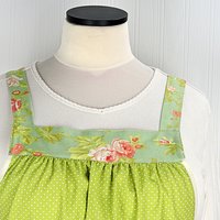 SHIPS FAST~ Scarlet & Sage Roses Pinafore Apron with no ties, relaxed fit smock with pockets, standard size apron fits L/XL/2X