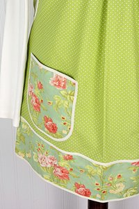 SHIPS FAST~ Scarlet & Sage Roses Pinafore Apron with no ties, relaxed fit smock with pockets, standard size apron fits L/XL/2X