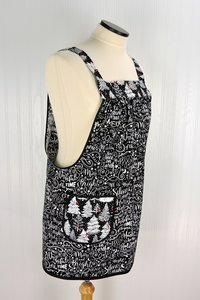 SHIPS FAST~ Silent Night Holiday Script Pinafore with no ties, Relaxed Fit Smock with pockets, Standard Size fits L/XL/2X, Christmas apron