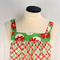 SHIPS FAST~ Swell Christmas Plaid Pinafore with no ties, relaxed fit smock with pockets fits L/XL/2X, Christmas baking apron, one of a kind