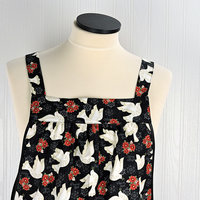 Winter Bliss Peace Doves Pinafore with no ties, relaxed fit smock with pockets fits L/XL/2X, Christmas apron ready to ship