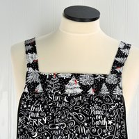 SHIPS FAST~ Silent Night Holiday Script Pinafore with no ties, Relaxed Fit Smock with pockets, Standard Size fits L/XL/2X, Christmas apron