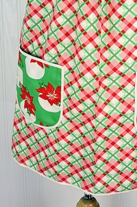 SHIPS FAST~ Swell Christmas Plaid Pinafore with no ties, relaxed fit smock with pockets fits L/XL/2X, Christmas baking apron, one of a kind