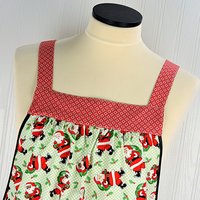 Holly Jolly Santa (on mint green) Pinafore with no ties, relaxed fit smock with pockets, Multi-Cultural Santas, made to order XS to 5X