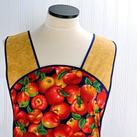 SHIPS FAST~ Apple Harvest 50s Smock Apron with kangaroo pocket, relaxed fit with no neck ties (H-back apron) fits sizes large or X-large
