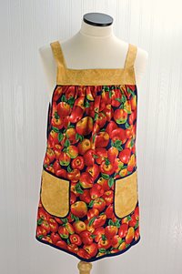 SHIPS FAST~ Apple Harvest Pinafore Apron with no ties, relaxed fit smock with pockets, standard size fits L-XL-2X, ready to ship