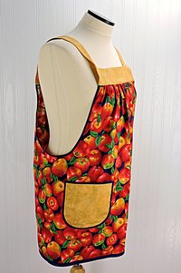SHIPS FAST~ Apple Harvest Pinafore Apron with no ties, relaxed fit smock with pockets, standard size fits L-XL-2X, ready to ship