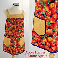 SHIPS FAST~ Apple Harvest Pinafore Apron with no ties, relaxed fit smock with pockets, standard size fits L-XL-2X, ready to ship