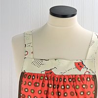 Domestic Diva Polka Dot Pinafore Apron with no ties, relaxed fit smock with pockets, standard size fits L-XL-2X, ready to ship