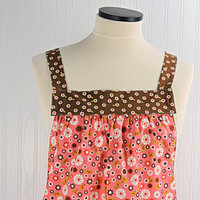 Indian Summer Pink Floral Pinafore, lovely hostess apron, relaxed fit smock with pockets fits L/XL/2X, ready to ship