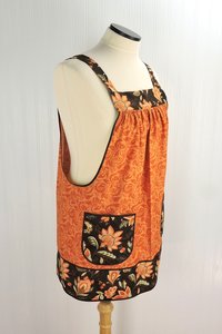 Fall Floral Pinafore Apron with no ties, relaxed fit smock with pockets, standard size fits L-XL-2X, ready to ship
