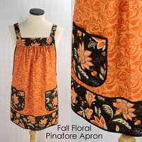 Fall Floral Pinafore Apron with no ties, relaxed fit smock with pockets, standard size fits L-XL-2X, ready to ship