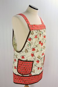 Domestic Diva Apron Toss Pinafore Apron with no ties, relaxed fit smock with pockets, standard size fits L-XL-2X, ready to ship