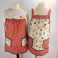 Domestic Diva Polka Dot Pinafore Apron with no ties, relaxed fit smock with pockets, standard size fits L-XL-2X, ready to ship
