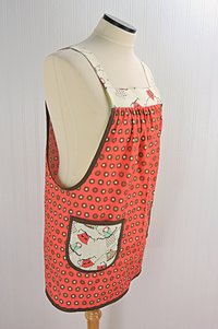 Domestic Diva Polka Dot Pinafore Apron with no ties, relaxed fit smock with pockets, standard size fits L-XL-2X, ready to ship