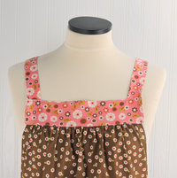 Indian Summer Brown Daisies Pinafore, lovely hostess apron, relaxed fit smock with pockets fits L/XL/2X, ready to ship