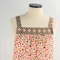 SHIPS FAST~ Indian Summer Cream Floral Pinafore, retro hostess apron, relaxed fit smock with pockets fits L/XL/2X, ready to ship