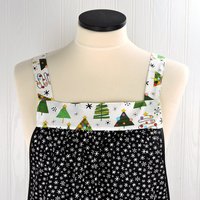 SHIPS FAST Snowflakes and Christmas Trees Pinafore with no ties, relaxed fit smock with pockets fits L/XL/2X, one of a kind holiday apron