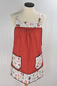 SHIPS FAST Sugar & Spice Pinafore with no ties, relaxed fit smock with pockets, Christmas baking apron fits L/XL/2X, Grandmacore Holiday