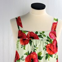 SHIPS FAST Poppy Panache on mint Pinafore Apron, relaxed fit smock with pockets fits L/XL/2X, pretty baking apron ready to ship