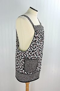 Retro Roller Skates Pinafore Apron with no ties, relaxed fit smock with pockets, fun hostess apron fits L/XL/2X, ready to ship now