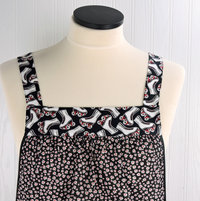 Daisies and Roller Skates Pinafore Apron with no ties, relaxed fit smock with pockets, fun hostess apron fits L/XL/2X, ready to ship now