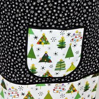 SHIPS FAST Snowflakes and Christmas Trees Pinafore with no ties, relaxed fit smock with pockets fits L/XL/2X, one of a kind holiday apron