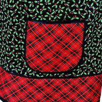 SHIPS FAST Tiny Holly Pinafore with no ties, relaxed fit smock with pockets, Holly and Plaid Christmas Apron, standard size fits L/XL/2X