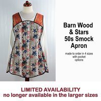 Patriotic Barn Wood and Stars Retro 50s Smock Apron, relaxed fit H-back style doesn't touch neck, LAST ONE handmade after order