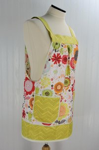 Matilda Floral Pinafore with no ties, relaxed fit smock with pockets, OOAK fall-colored apron fits L/XL/2X, ships fast