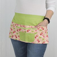 Strawberry Fields Teacher Apron with pockets, great for vendors with money pocket; servers; daycare;  photographers, fits waist up to 40"