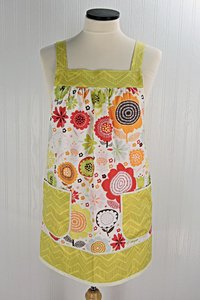 Matilda Floral Pinafore with no ties, relaxed fit smock with pockets, OOAK fall-colored apron fits L/XL/2X, ships fast
