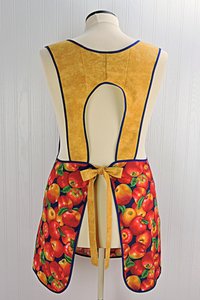 Apple Harvest 50s Smock Apron with kangaroo pocket, relaxed fit with no neck ties (H-back apron) fits sizes large or X-large SHIPS FAST
