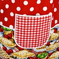 Red, White & Apple Pie Pinafore, relaxed fit smock with pockets, comfortable (doesn't touch neck) SHIPS NOW, standard size fits L/XL/2X