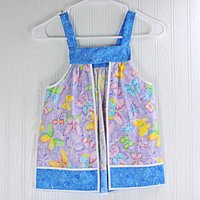 Glitzy Butterflies Children's Pinafore with no ties (straps go straight over the shoulders) relaxed fit smock with pockets, choose colors!