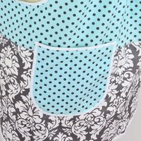 Damask & Dots Scrapbuster Pinafore with no ties (straps go straight over shoulders) relaxed fit smock with pockets, fits L/XL/2X, SHIPS NOW